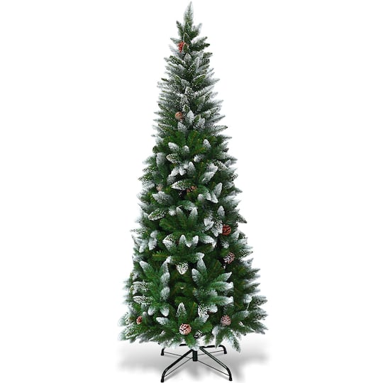 Costway 6ft. Unlit Snow Flocked Pencil Artificial Christmas Tree